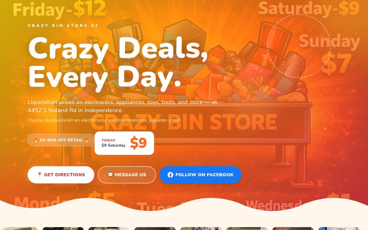 Crazy Bin Store #2 — live at tolley.io/crazybins