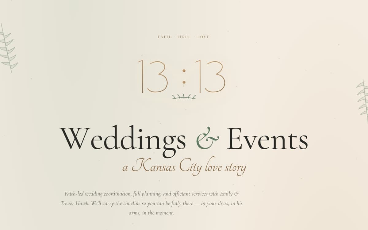 13:13 Weddings & Events — live at tolley.io/e-and-t