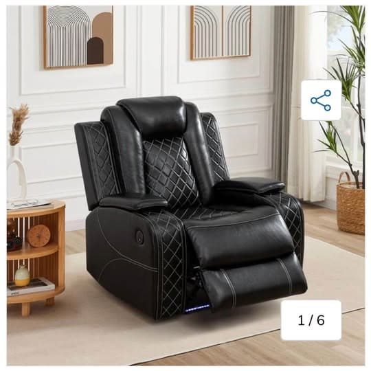 Black Leather Sofa + Reclining Chair