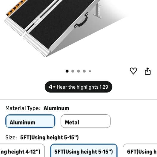 5FT Portable Aluminum Wheelchair Ramp