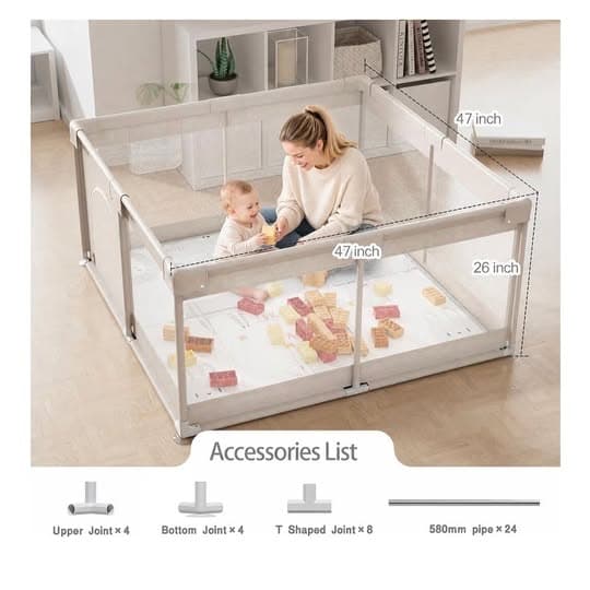 Baby Playpen with Mat 47x47 inch