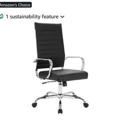 Office Desk Chair Ribbed Leather High Back Executive Office Chair