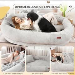 Human Dog Bed 71"x51" Adult Pet Bed Grey